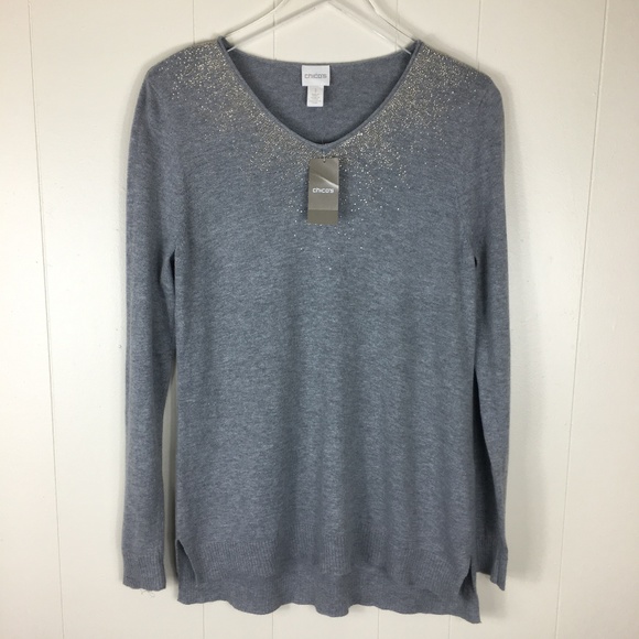 Chico's Tops - Chico's Long Sleeve Gray Women's Top Size 1